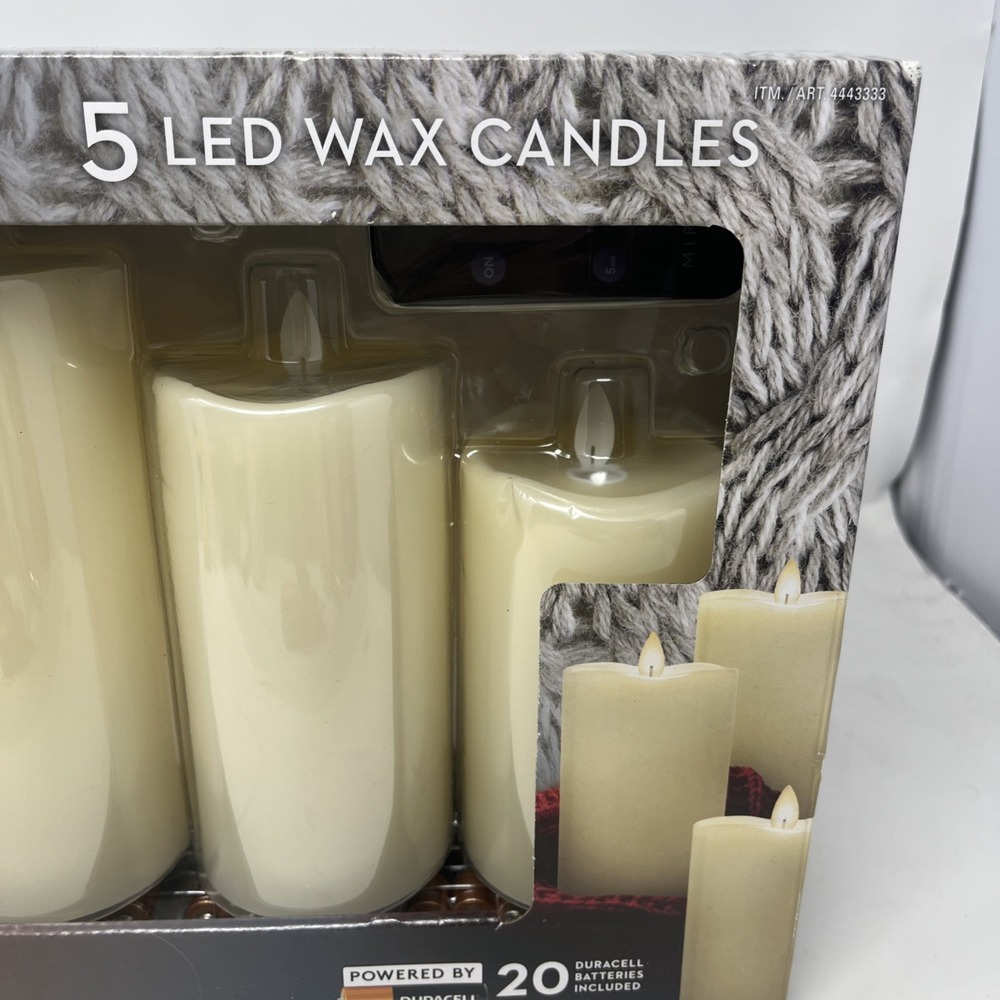 MIRAGE 5 LED Wax Candles with Remote & Timers 20 Duracell Batteries, New Sealed - Picture 2 of 5